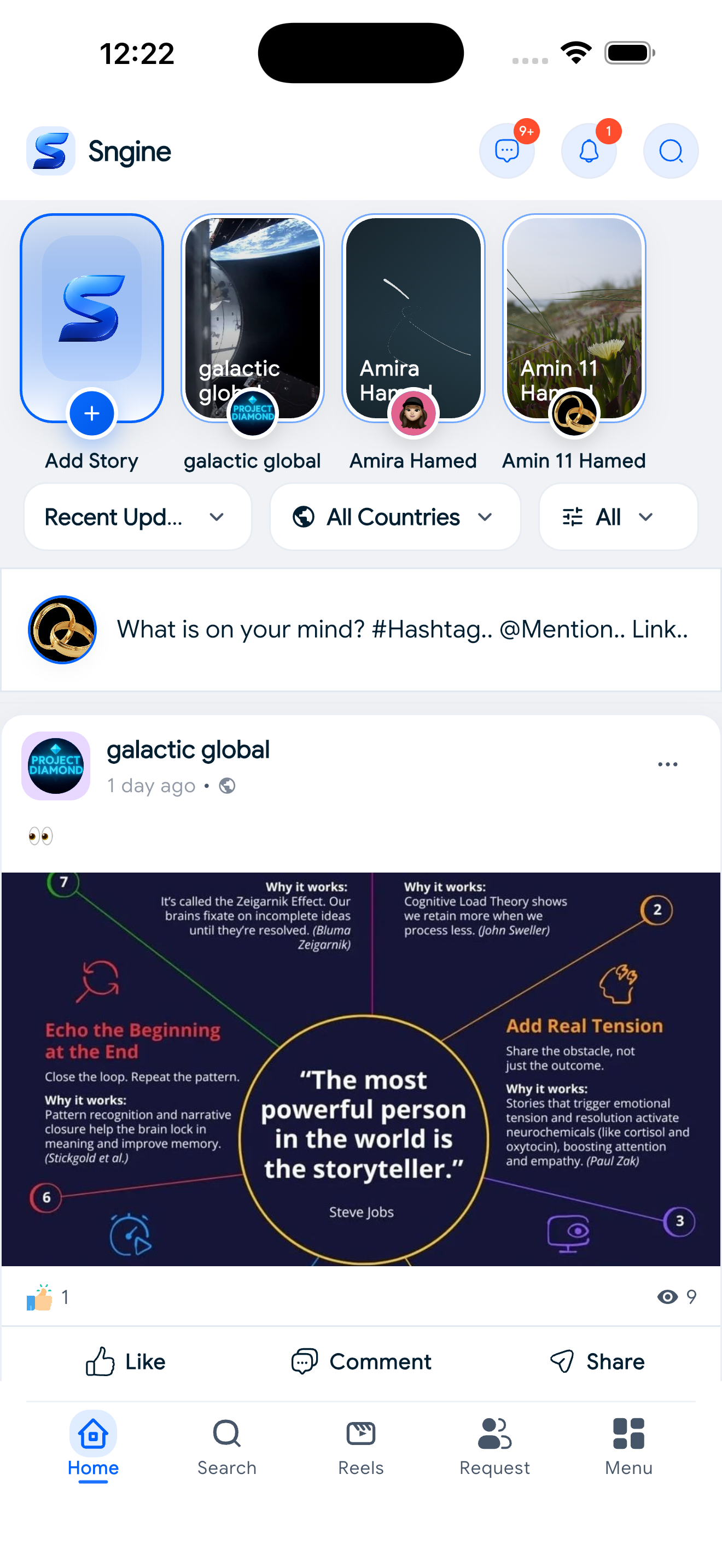 Sngine Timeline – Flutter Social Networking App (Android & iOS) mobile preview